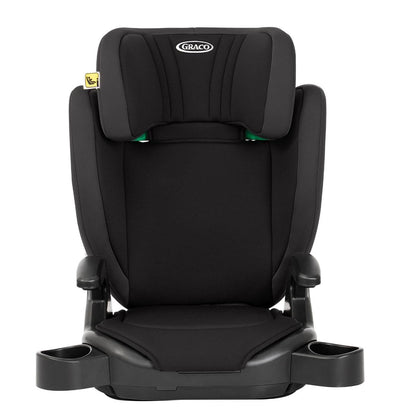 Graco Junior Maxi i-Size R129 Highback Booster car seat with cupholders, Suitable from 100-150cm (approx. 3.5 to 12 years), Midnight fashion