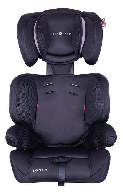 Cozy N Safe Logan Group 1/2/3 Car Seat 9-36kg, 9 Months to 12 Years, 5 Point Harness, Forward Facing, Side Impact Protection, Adjustable Headrest, Lightweight, Child, Toddler Car Seat - Black/Grey